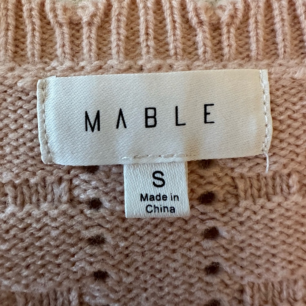Anthropologie Mable Dusty Pink Pointelle Knit Button Front Cropped Cardigan Top - Picture 4 of 7
